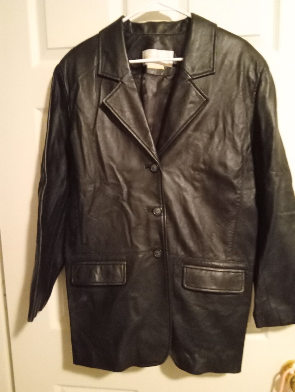 Margaret Godfrey 100% Black Leather Button-Front Women's Coat